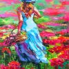 Beautiful Lady In Poppy Field Abstract paint by number