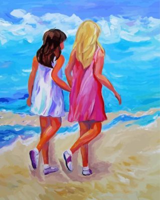 Besties At The Beach paint by number