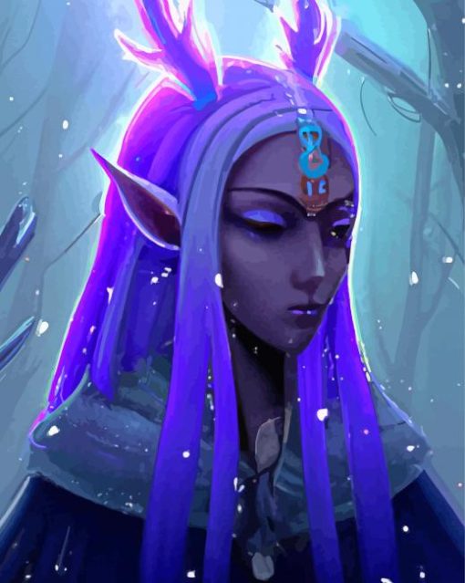 Black Elf With Purple Hair paint by number