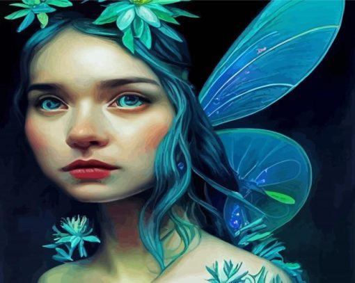 Blue Butterfly Fairy Paint by number