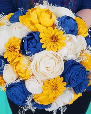 Blue Yellow Bouquet Flowers paint by number