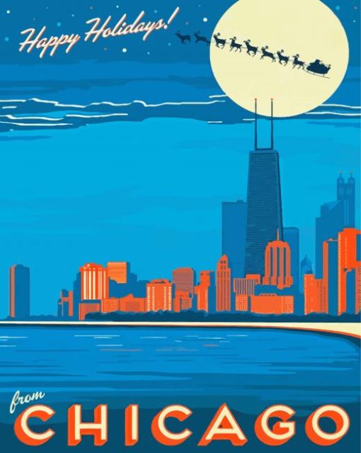 Chicago Christmas Poster paint by number