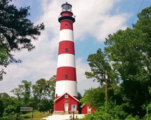 Chincoteague Lighthouse paint by number