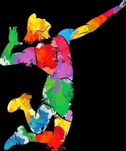 Colorful Volleyball Player paint by number