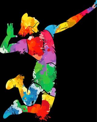 Colorful Volleyball Player paint by number