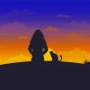 Cool Cat And Girl Silhouette paint by number