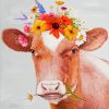 Cow Wearing Flower Crown paint by number