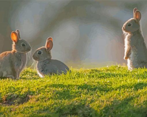 Cute Three Bunnies paint by number