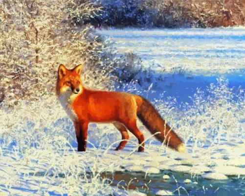 Fox In Snow paint by number