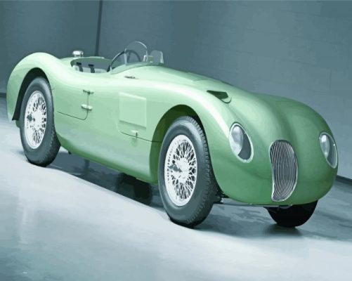 Green Classic Jaguar Car paint by number