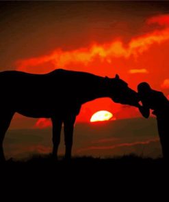 Horse And Girl Silhouette Sunset Paint by number