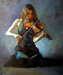 Lonely Girl Playing Violin paint by number