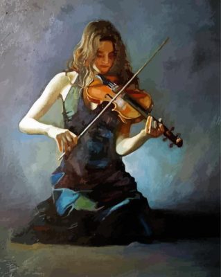 Lonely Girl Playing Violin paint by number