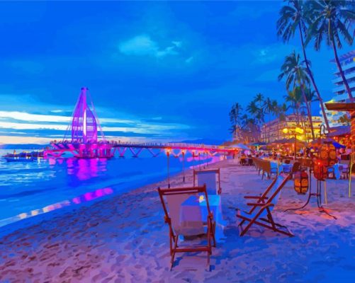 Puerto Vallarta Los Muertos Beach Pier Paint by number