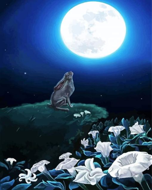 Rabbit Looking At The Moon Paint by number