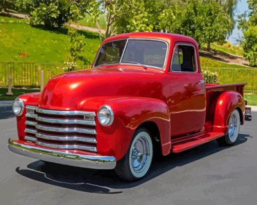 Red 51 Chevy Truck paint by number