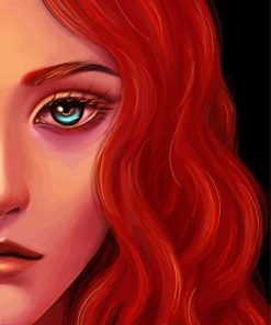 Sad Lady With Red Hair paint by number