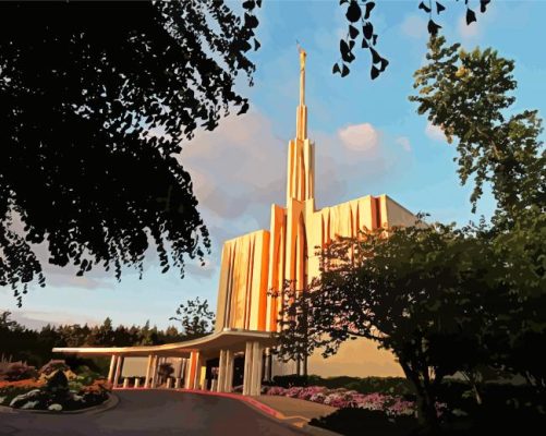 Seattle Washington Temple paint by number