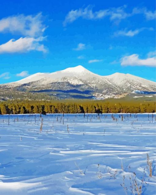 Snowy San Francisco Peaks paint by number