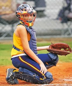 Softball Catcher Girl paint by number