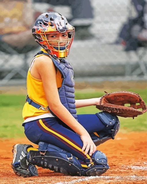 Softball Catcher Girl paint by number