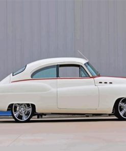 White Buick 1950 Hot Rod paint by number