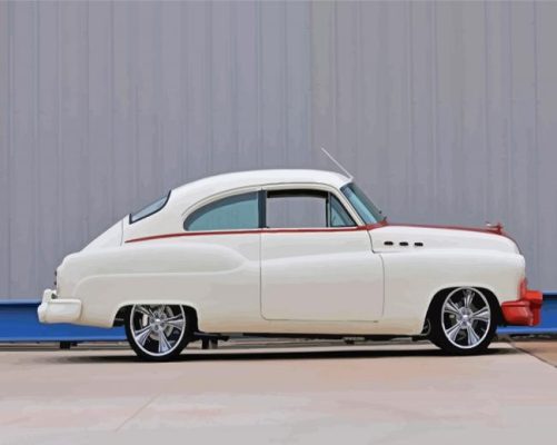 White Buick 1950 Hot Rod paint by number