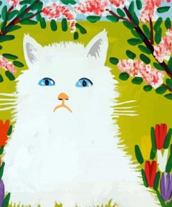 White Cat Maud Lewis paint by number