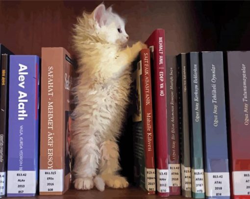 White Kitten Library paint by number