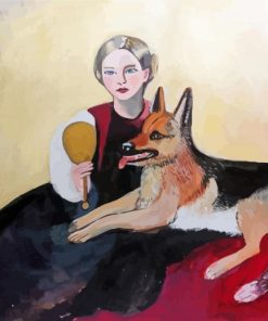 Woman And Her Dog Paint by number