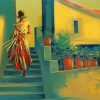 Woman On Stairs Art paint by number