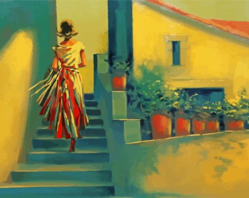 Woman On Stairs Art paint by number