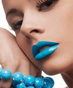 Woman With Blue Lips paint by number