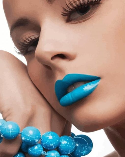 Woman With Blue Lips paint by number