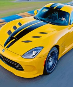 Yellow Dodge Viper paint by number