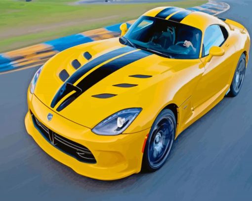 Yellow Dodge Viper paint by number