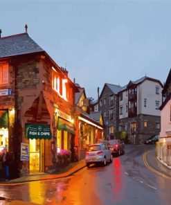 Ambleside Town At Night paint by number