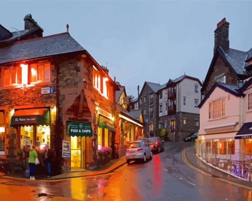 Ambleside Town At Night paint by number