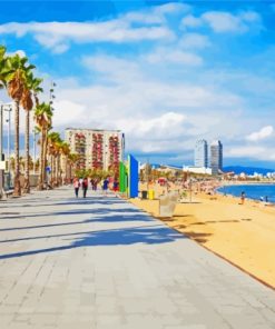 Barcelona Beachside paint by number