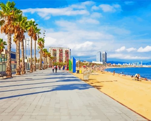 Barcelona Beachside paint by number