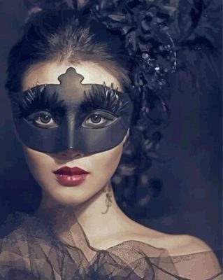 Black Masquerade Lady Paint by number