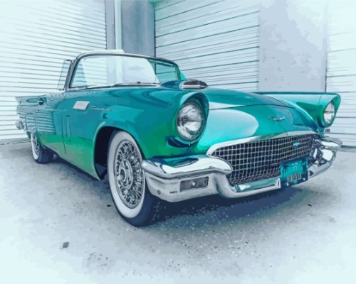 Blue Green 57 Thunderbird Car paint by number