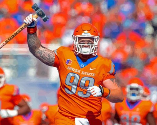 Boise State Broncos Player With Hammer Paint by number