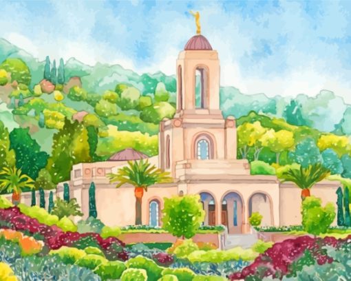 California Newport Beach Temple Art paint by number