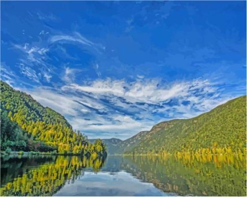 Cameron Lake Canada Landscape paint by number