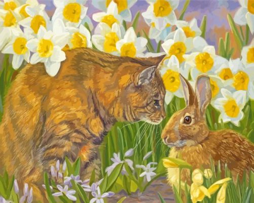 Cat And Bunny Friends paint by number