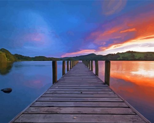 Coniston Water England At Sunset paint by number