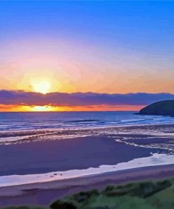 Croyde Beach At Sunset Paint by number