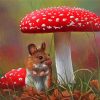 Field Mouse With Mushrooms Art paint by number