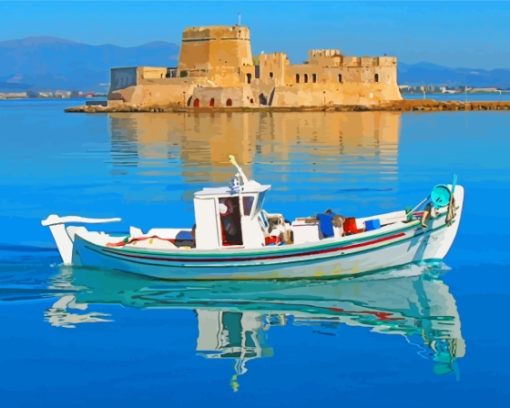 Greece Nafplion Bourtzi Castle paint by number